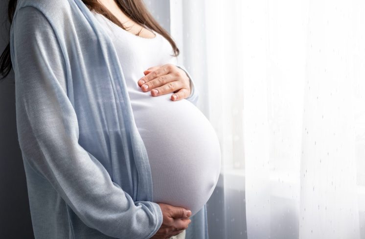 Gravid kvinde foran vindue